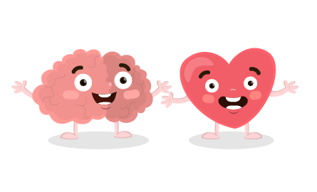 Cartoon brain and heart