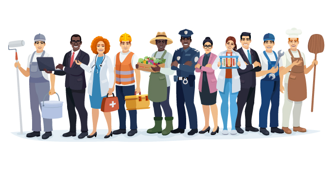 Group of different employees