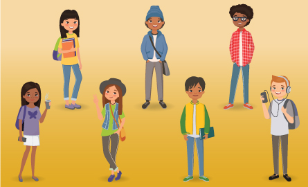 Seven different youth