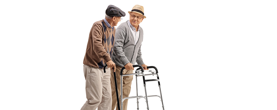 Older men using walkers