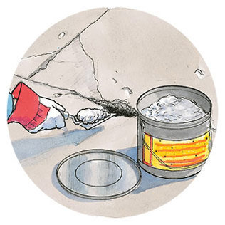 Filling a crack with cement