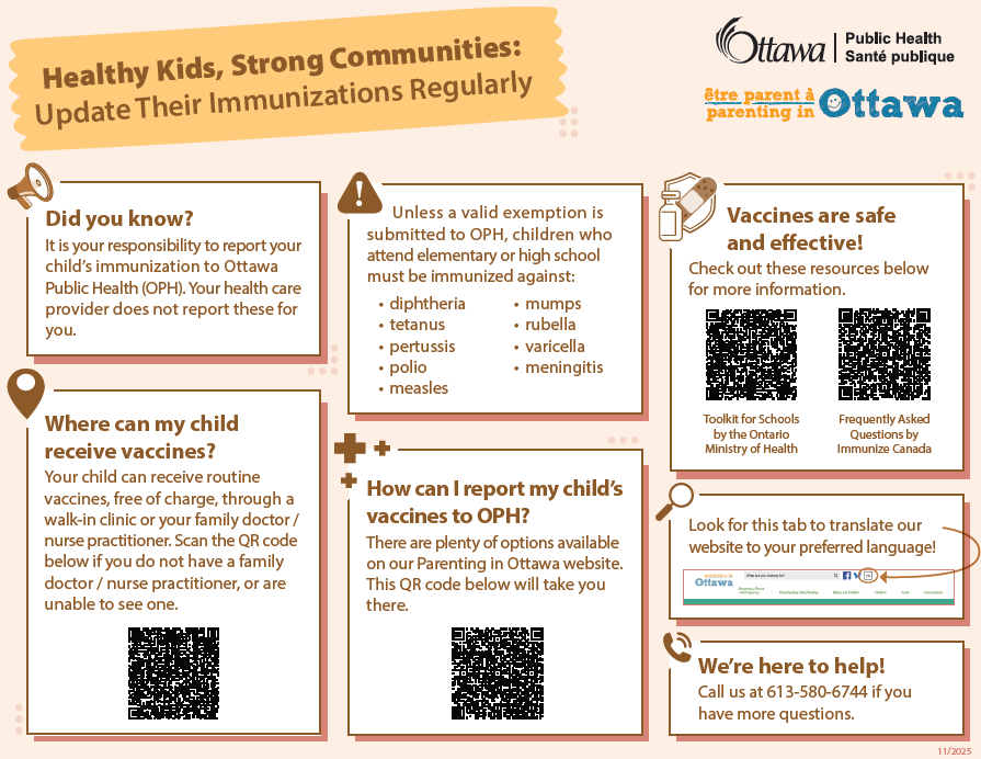 Flyer with immunization information