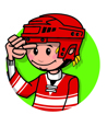 One finger distance from helmet to eyebrow