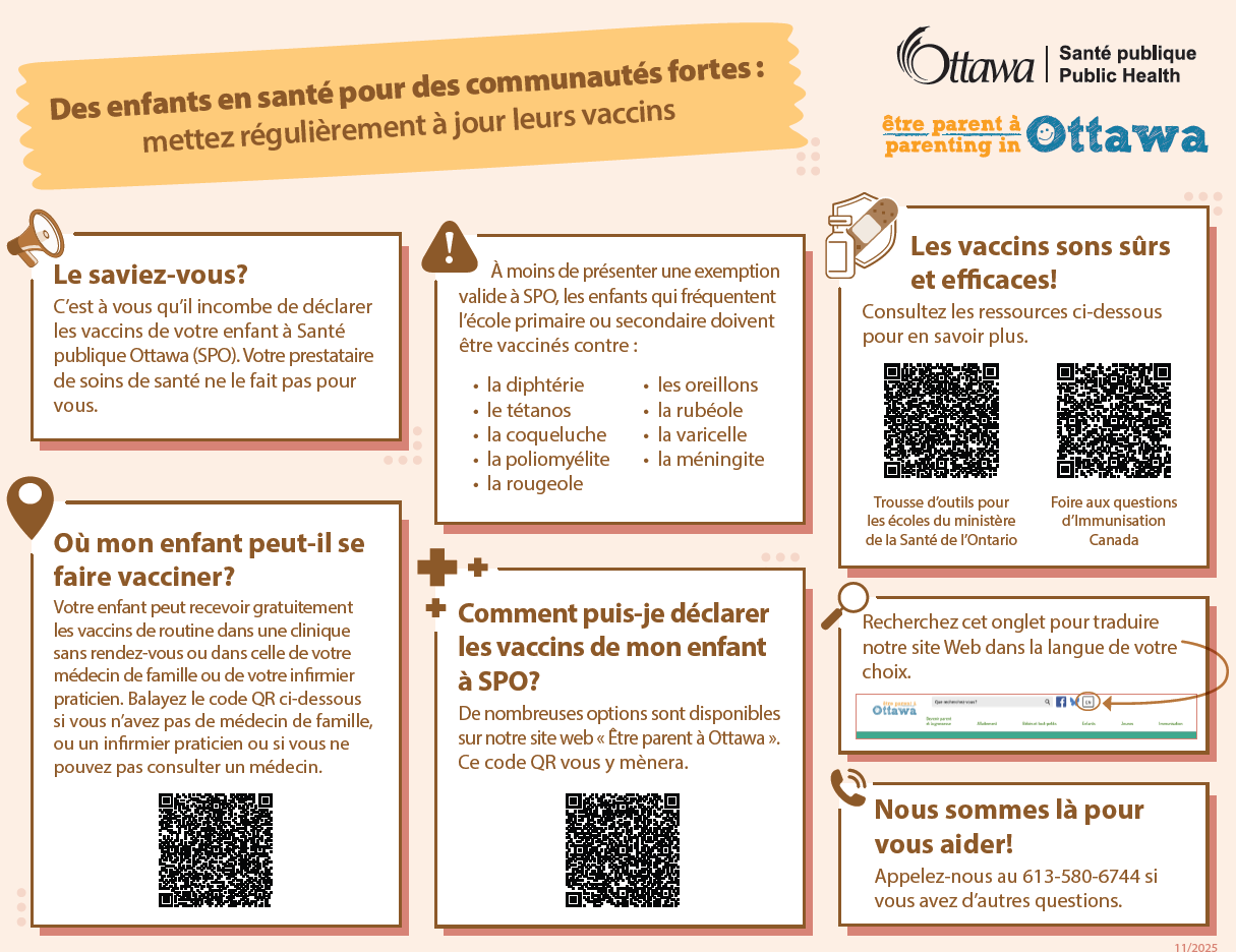 Affiche avec renseignements sur la vaccination