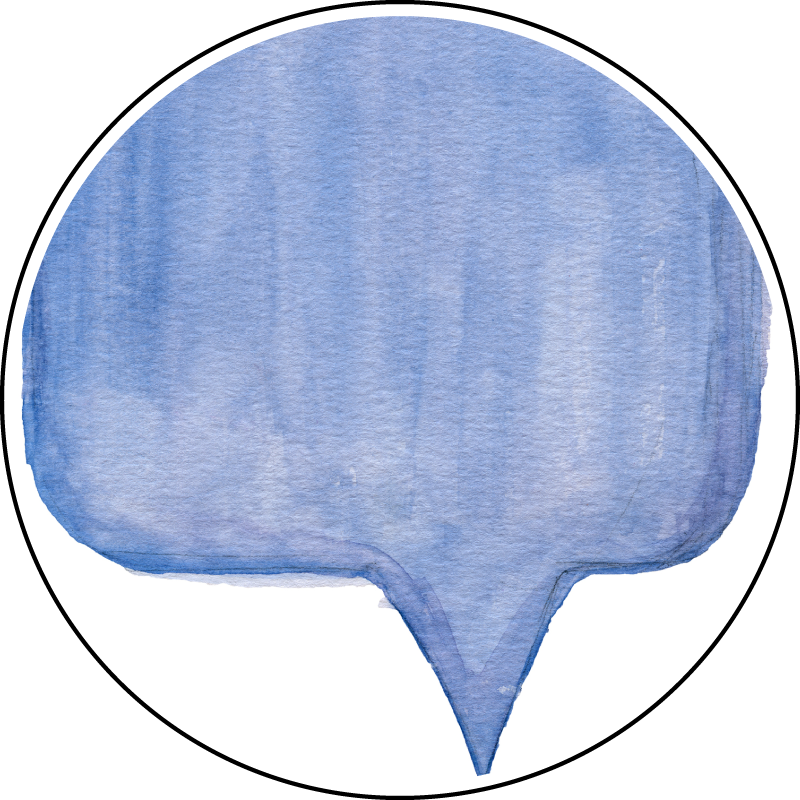 a speech bumble in watercolour